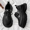 Nuove scarpe nere in pelle per sport all'aperto e tempo libero, con suola spessa, rialzate e resistenti all'usura, collezione autunnale