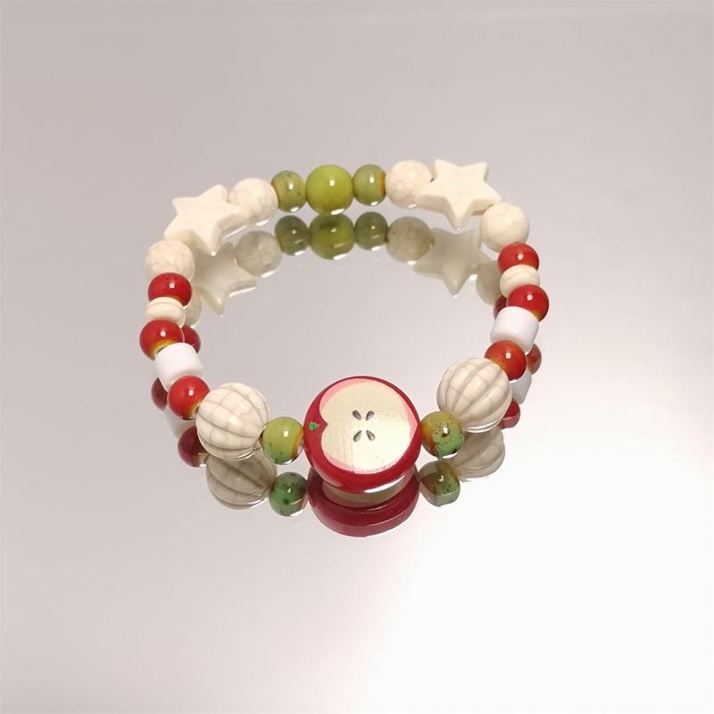 Retro Apple Bead Bracelet Cute Color Mixed Star Women Bracelet Fashion Design Jewelry Trend Bracelet Accessories Gift