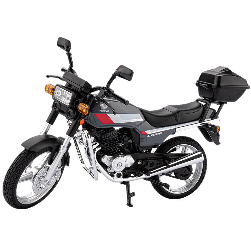 1/12 Honda GB125T Alloy Die-cast Motorcycle Model with Display Base Simulation Sound and Light Desktop Ornament Rubber Tire Gift