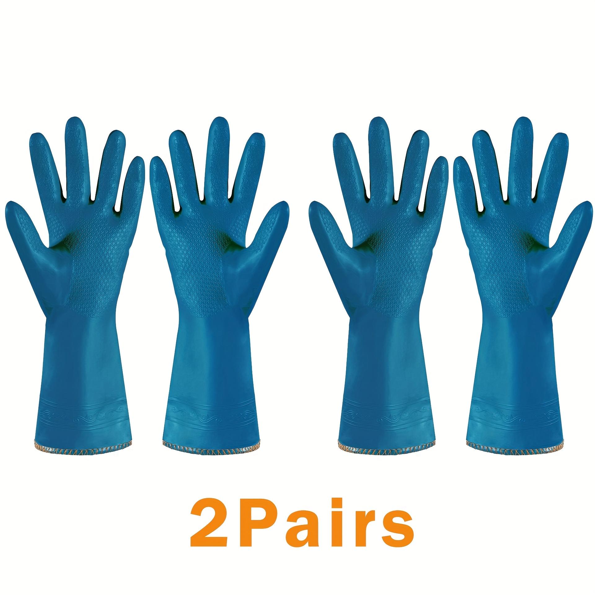 

2PCS Dishwashing Waterproof Gloves with Fleece Thicked Anti-Slip Wear-resistant Gloves for Household Bathroom Kitchen Cleaning