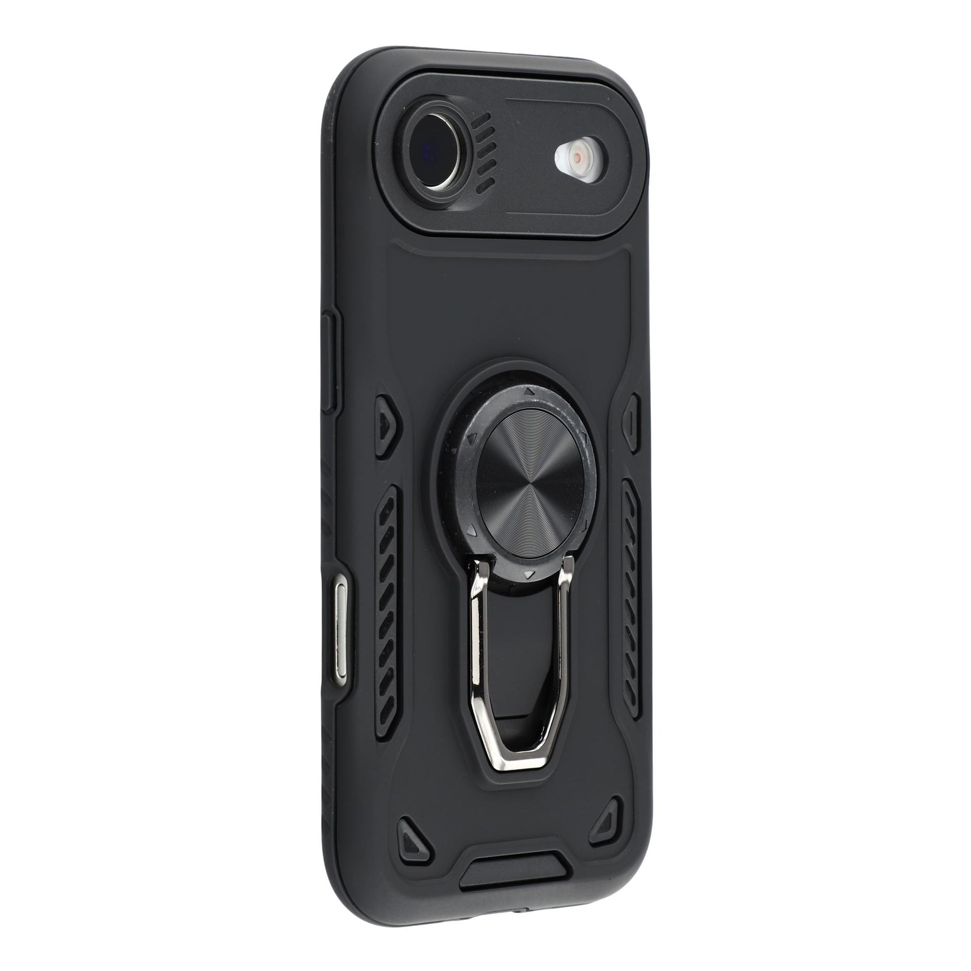 

For iPhone 17 Air Case with Kickstand Shockproof TPU+PC Phone Back Cover Black