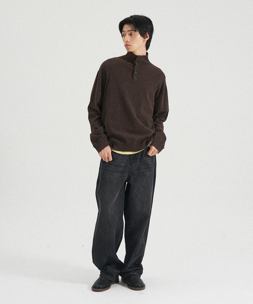 SLOWACID High-Neck Pullover Knit [Brown]