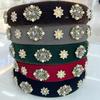 Lux Velvet Sponge Padded Rhinestone Flower Hairbands Headbands Ornament Accessories For Women Hair Accessories