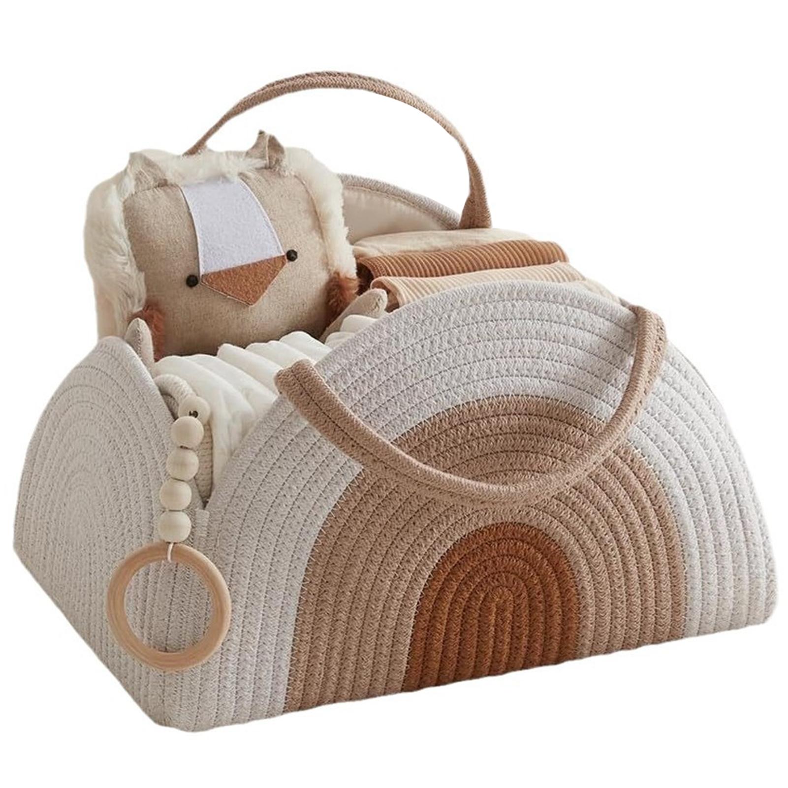 Cotton Rope Nappy Caddy Organiser Hand-made Soft Rope Diaper Caddy For Indoor Outdoor 32x20 x 22cm