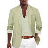 Giacca da abito casual da uomo in misto lino color cachi chiaro