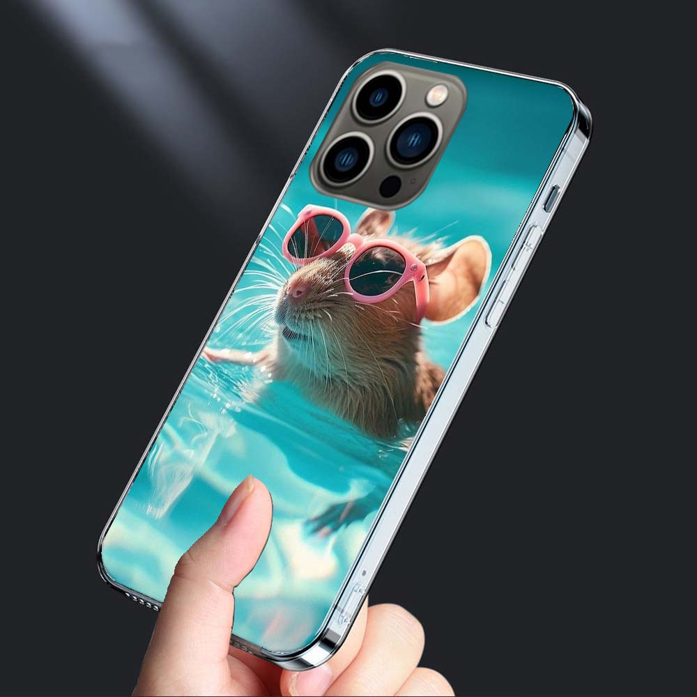 

Cute Hamster Phone Case For Iphone 16E 15 Pro 14 Plus 17E 16 17 Pro Max Air 11 12 13 Mini Shockproof Capa Cute Cover TPU Clea iPhone 17 Pro Max