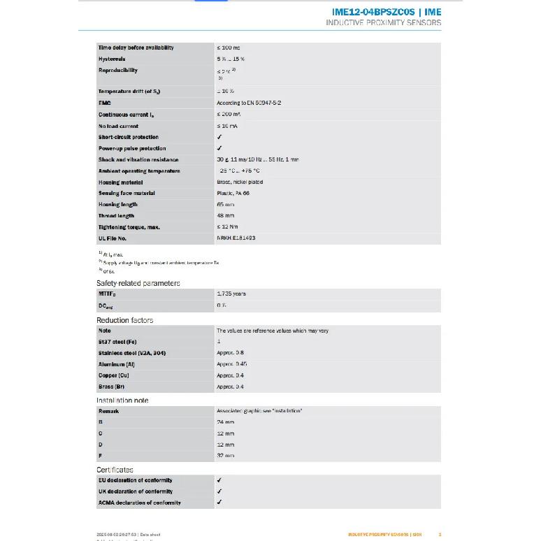 SICK Inductive Proximity Sensor IME12-04BPSZC0S Order Number 1040764 Proximity Switch New Original Genuine In Stock