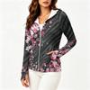 Sudadera con capucha ligera para mujer con cremallera, manga larga, capucha y bolsillos, estampado floral, ropa exterior con protección solar