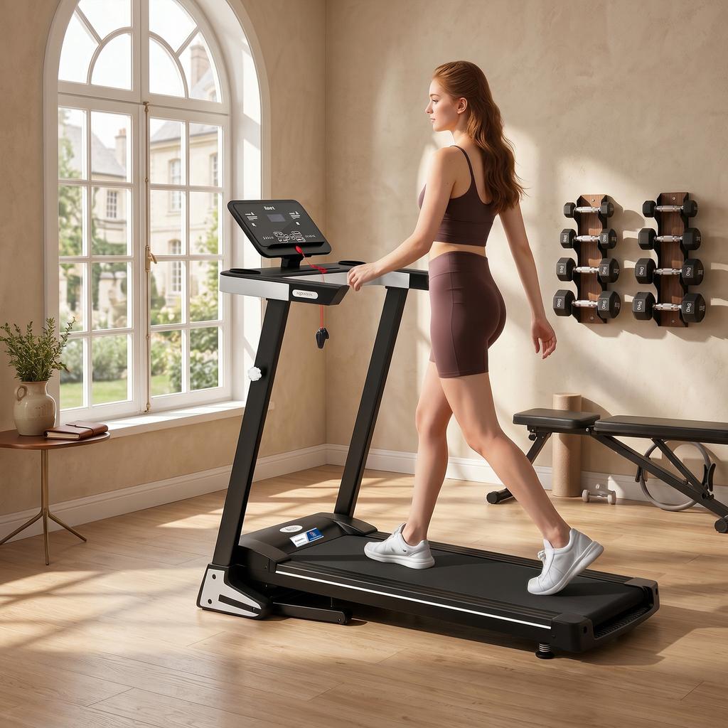 Foldable Electric Treadmill - .fr X FFHandball - Treadmill 1-12 Km/h 500 W LCD Screen 12 Programs Black
