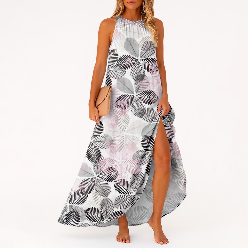 Women's Casual And Fashionable Round-neck Sleeveless Mid Length Dress