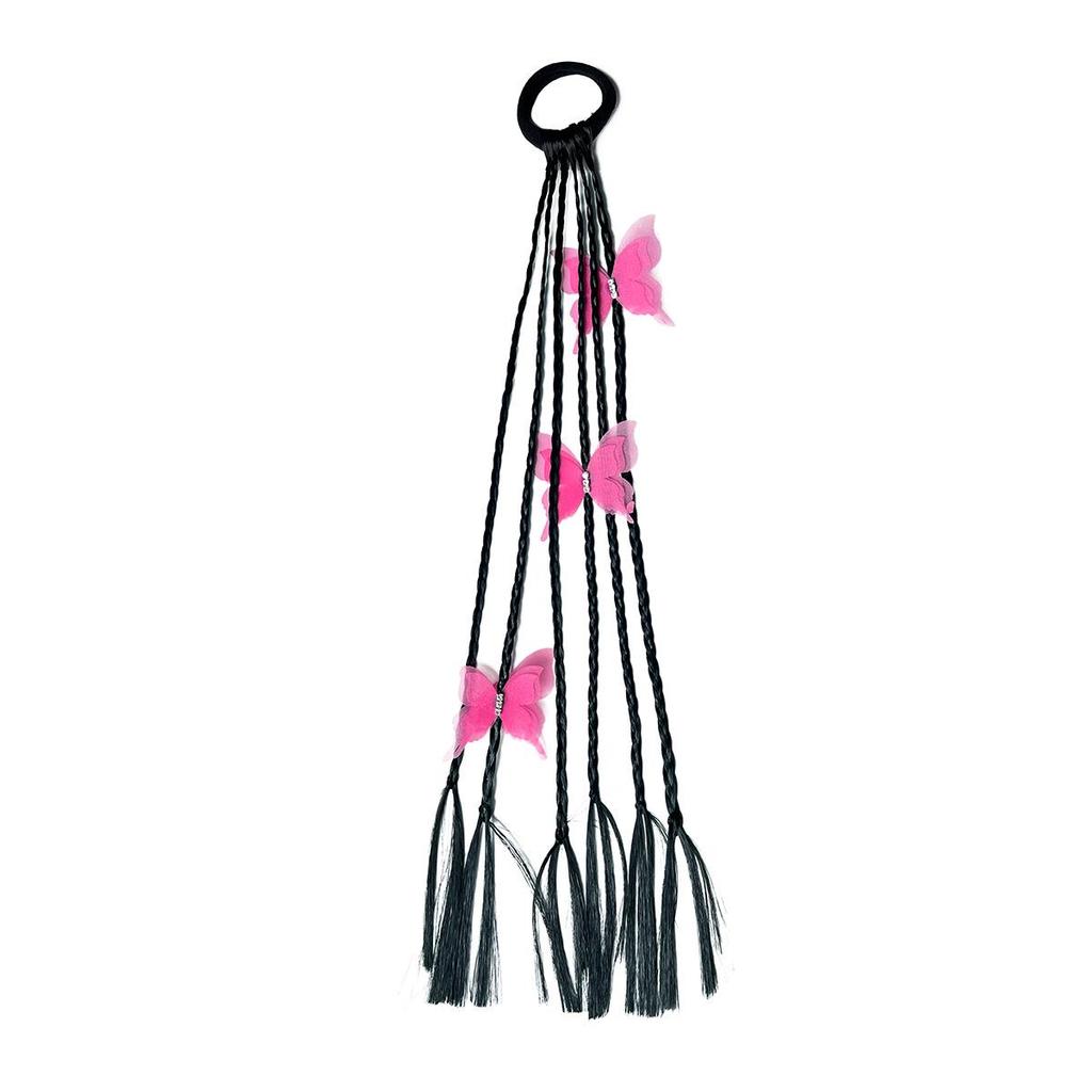 Children's Braided Hair Accessories Set: Twist Braid Wig, Rubber Bands, Bow Headband, High Ponytail Rings for Little Girls