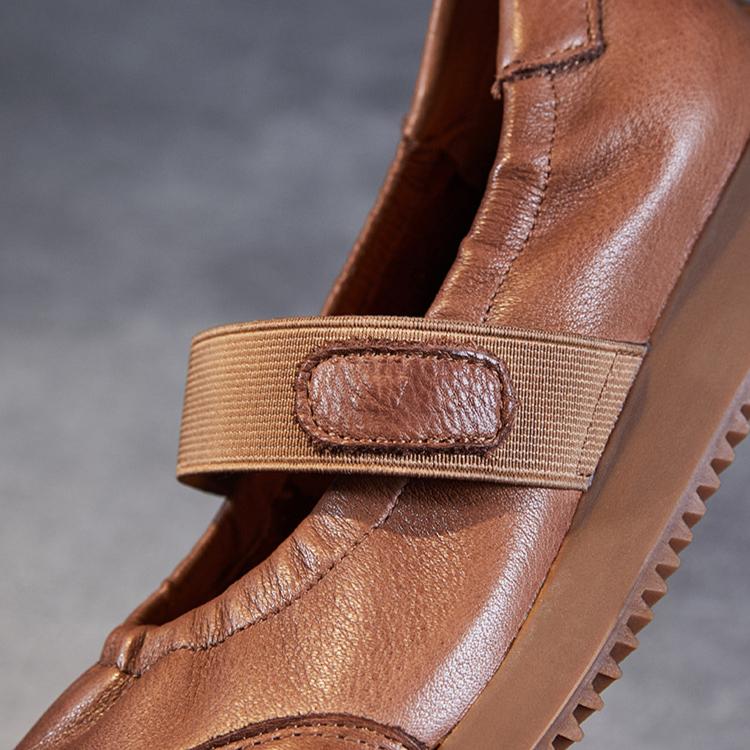 Johnature Genuine Leather Soft Sole Retro Slip-on Shoes Casual Soft Cowhide Women's Flat Shoes