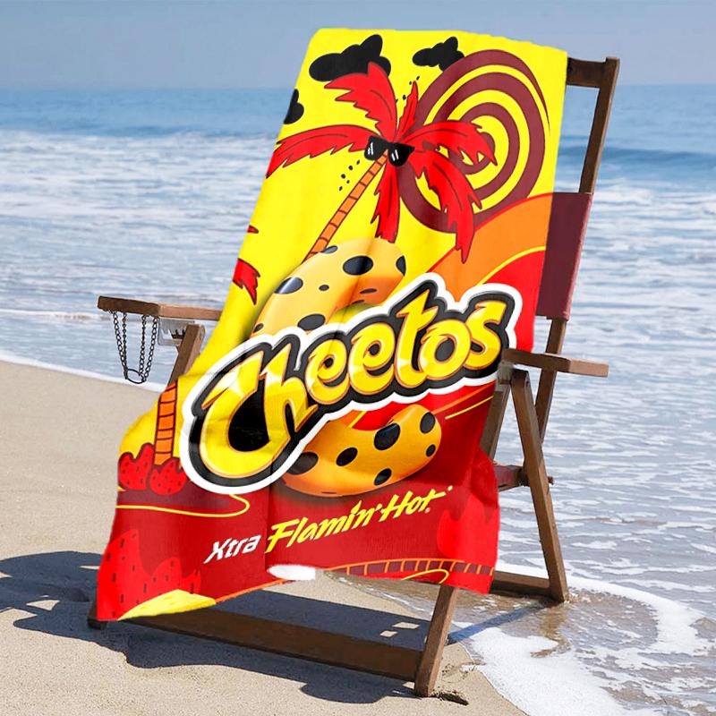 Ultra-Soft Beach Towel with Cheetos Theme,Ideal for Pool - Camping, Diving - Perfect Travel Essential, Vibrant Beach Towel.