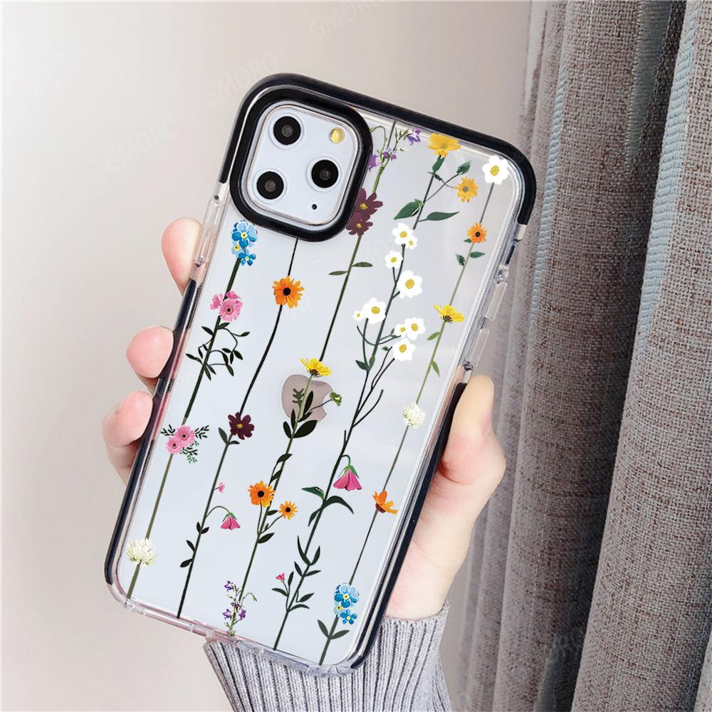 Foreign Trade Explosion Isn't Simple Flower iPhone14 Two-color Tpu Transparent Case Apple 17 Flower Mobile Phone Case 16
