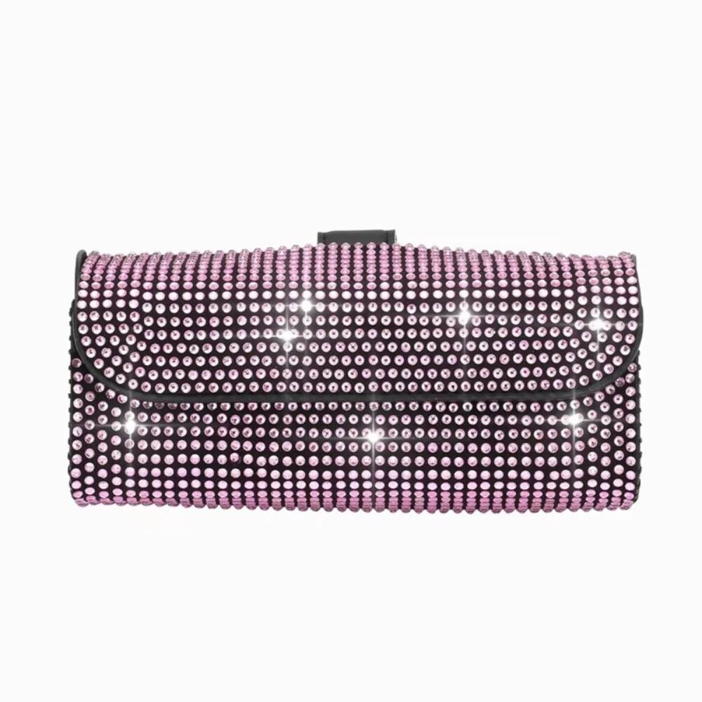 Luxury Sun Visor Glasses Case Rhinestone Sunglasses Storage Box Car Eyeglasses Holder  Driving