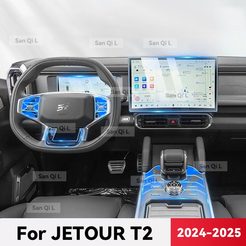 TPU Transparent Pour JETOUR T2 2024 2025 Console Centrale de Voiture Tableau de Bord Média Navigation Protecteur Anti-rayures Film Intérieur