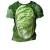 Funny Cabbage Lettuce 3D Print T‑Shirts Vegetable Theme Kids Short Sleeve Tees Casual Loose Tops For Daily Outdoor Play Activities