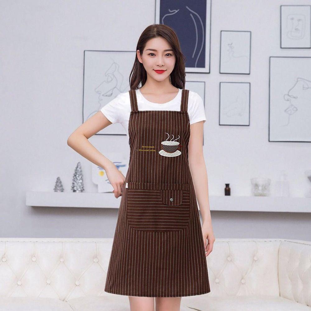 Sleeveless Women Overall Apron Cotton Cooking Smock Fashionable Work Uniform