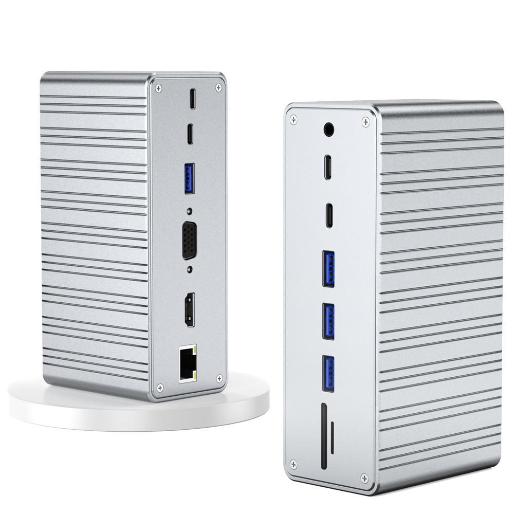 USB-C Hub Docking Station 13in1 With 100W PD Charging 4K HDTV VGA Ethernet LAN 4 USB Ports SD TF Card Reader for Mac Laptop iPad