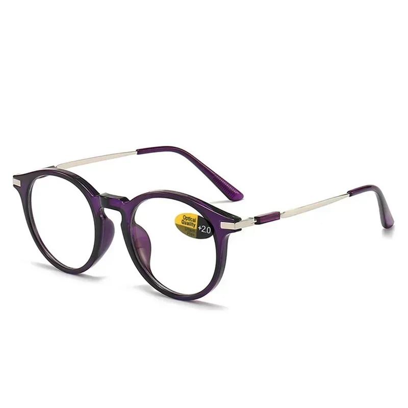 New Retro Round Frame Anti-Blue Light Presbyopia Glasses Hd Middle-Aged And Elderly Anti-Fatigue Ultra-Light Reading Glasses
