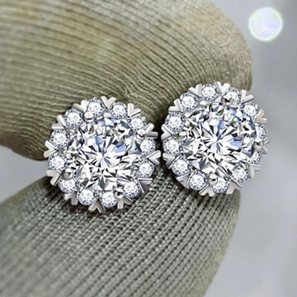 Exquisite Sterling Silver Stud Earrings for Women Romantic Moissanite Earring Lover Party Memorial Day Gift