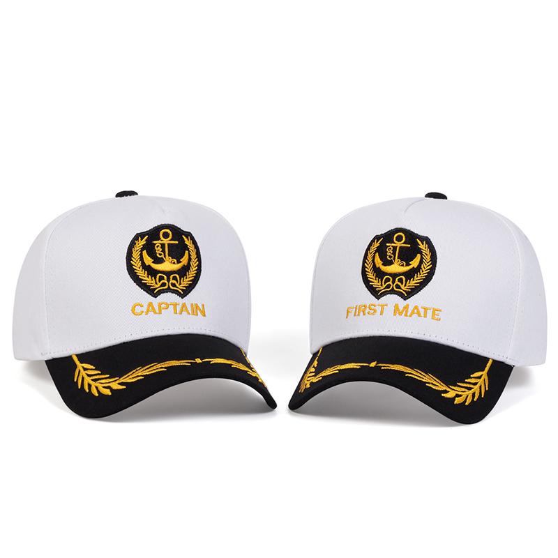 

2Pcs/Set Captain&First Mate Letter Wheat Embroidery Baseball Caps Spring And Autumn Outdoor Adjustable Casual Hats Sunscreen Hat