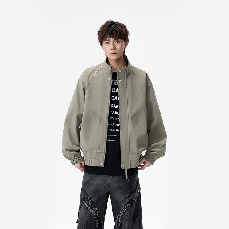Jacket Youth New Spring and Autumn Fashion Versatile Cool Stylish Simple Stand-up Collar Men's Workwear Outerwear Top Trendy Men