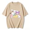 Summer Cute Sanrio Characters Stacked Print Tshirt Casual Short Sleeve Tees for Mom and Daughter Sweet Family Matching Outfits
