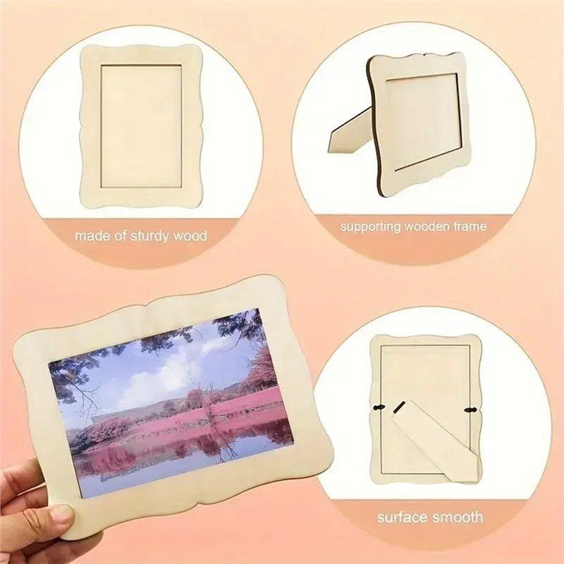 A25F-20PCS Wooden Blank Frames DIY Craft Kit Hand Painted Tabletop Display Bulk Wedding Home Decor Accents