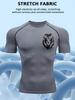 Mens Compression Short Sleeve T-Shirt White Lion Head Graphic Stretch Fabric Quick Dry Breathable High Elasticity Gym And Running Athletic Top