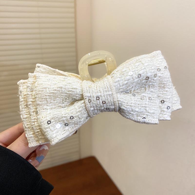 

Французька ретро атласна шпилька-краб з бантом - стиль Хепберн, елегантна шпилька-акула для потилиці