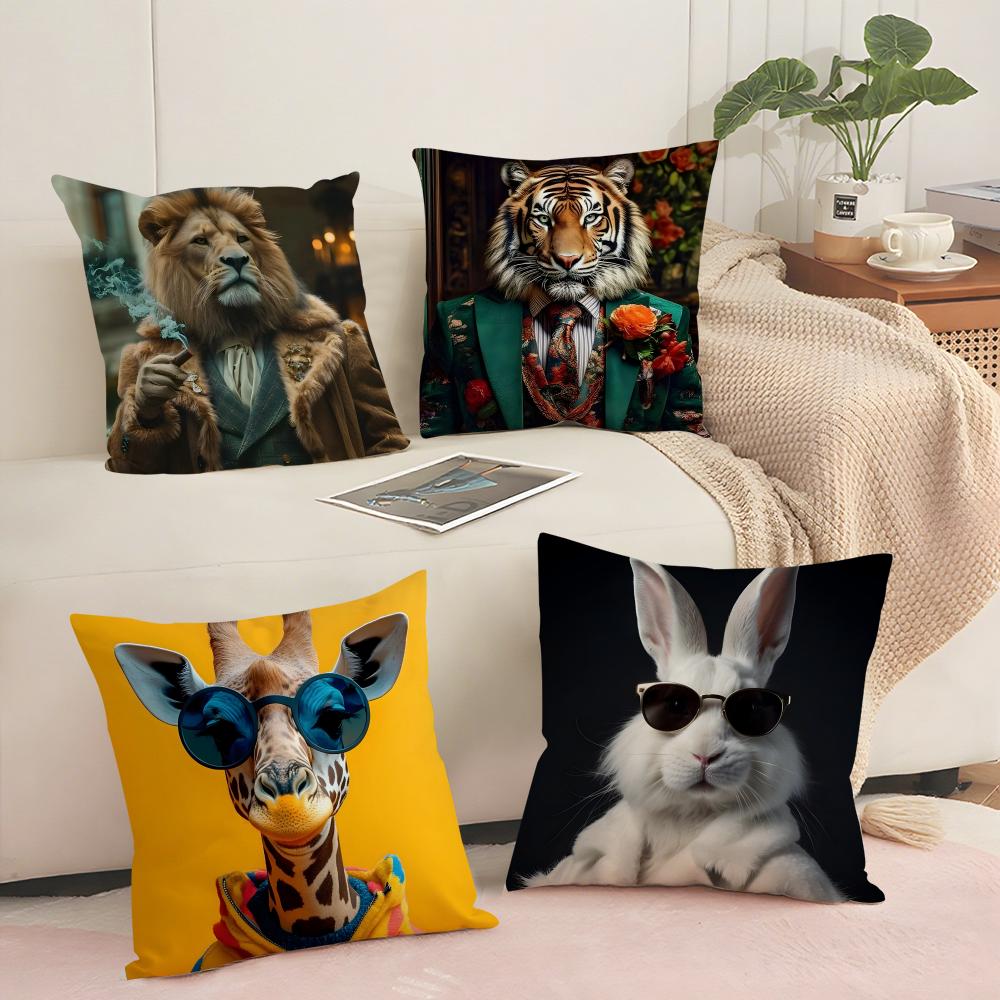 Maximalist Eclectic Animal Cushion Cover Silky Short Plush with Invisible Zipper Dustproof Sofa Pillow Cover for Home Decor