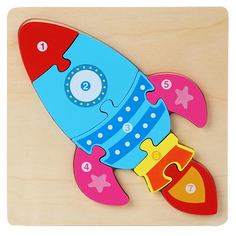 Wooden Traffic Animal Puzzle Blocks - Educational Early Learning Toy for Children and Babies