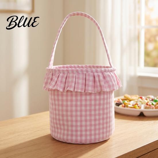 Versatile Household Storage Candy Bucket Plaid Trick Ruffle Halloween Basket or Treat with Handle Pumpkin Ghost Pattern Totes for