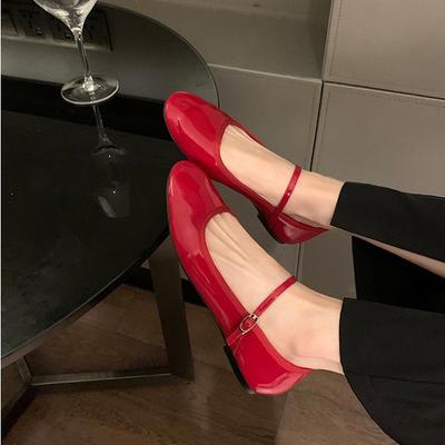 Chaussures de ballet Mary Jane pour femmes, ballerines à bout rond en cuir brillant, chaussures de danse pour femmes, ballerines de fête, chaussures de mariage