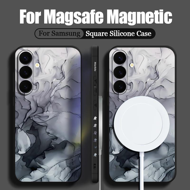 For Samsung Galaxy S25 Ultra S24 S22 Plus S23 S21 A56 A36 A16 A55 Marble Pattern Shockproof Tpu Soft For Magsafe Magnetic With Lanyard Slim Case Cover