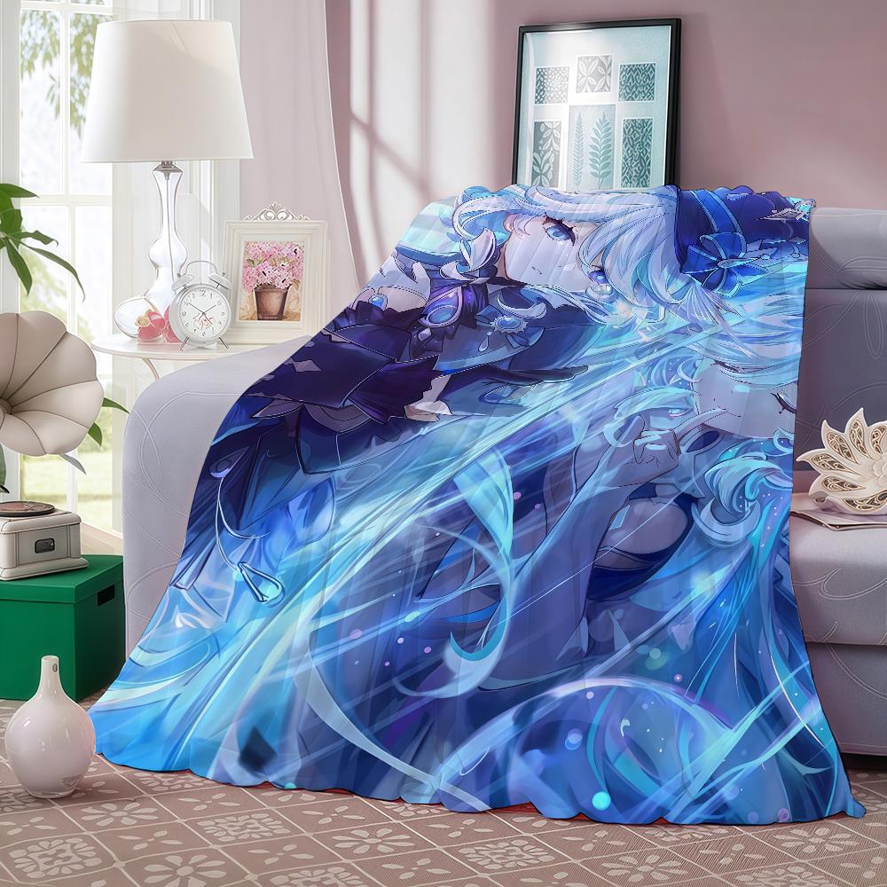 Game Genshin Impact Furina Blanket Warm And Soft Suitable For Bedroom Living Room Sofa Bed Office Travel Camping