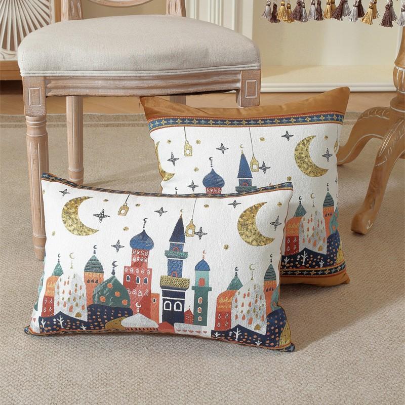 Woven Jacquard Star Moon Castle Camel Cushion Cover Living Room Sofa Decorative Pillowcase