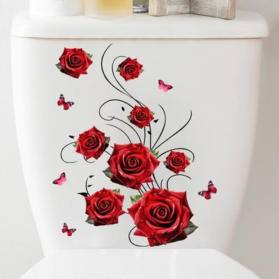 Waterproof Self-Adhesive Vinyl Sticker Rose Lotus Decal for Bathroom Kitchen Tile Glass Refrigerator Home Decor