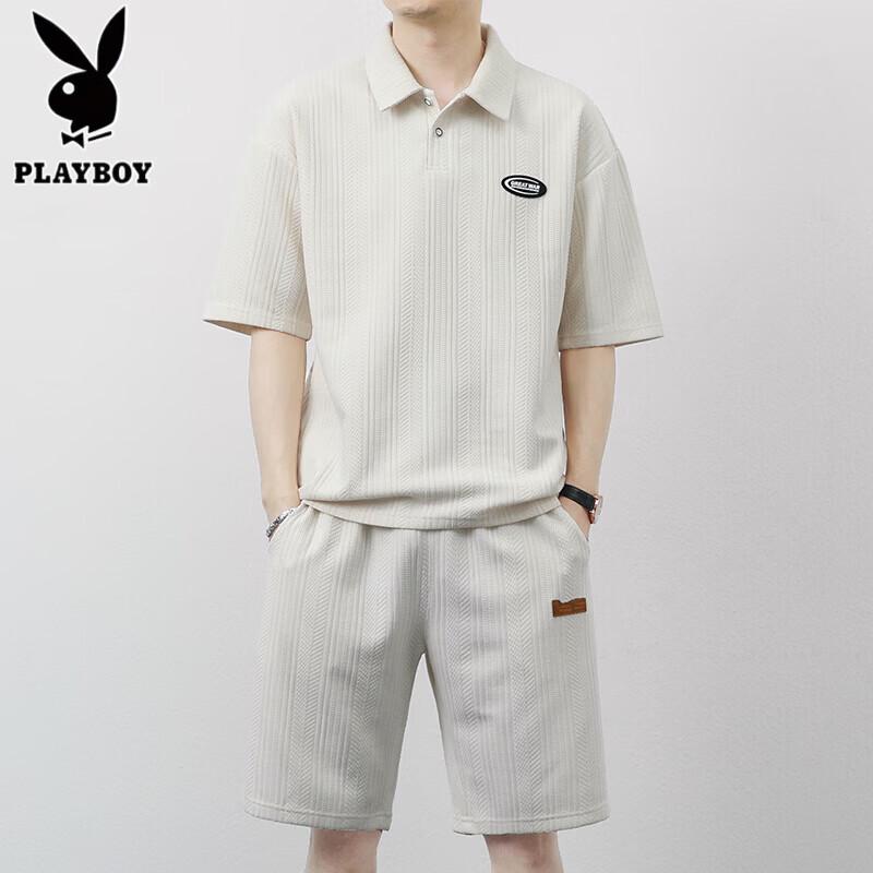 PLAYBOY Men s Summer Polo Shirt and Shorts Set 4XL