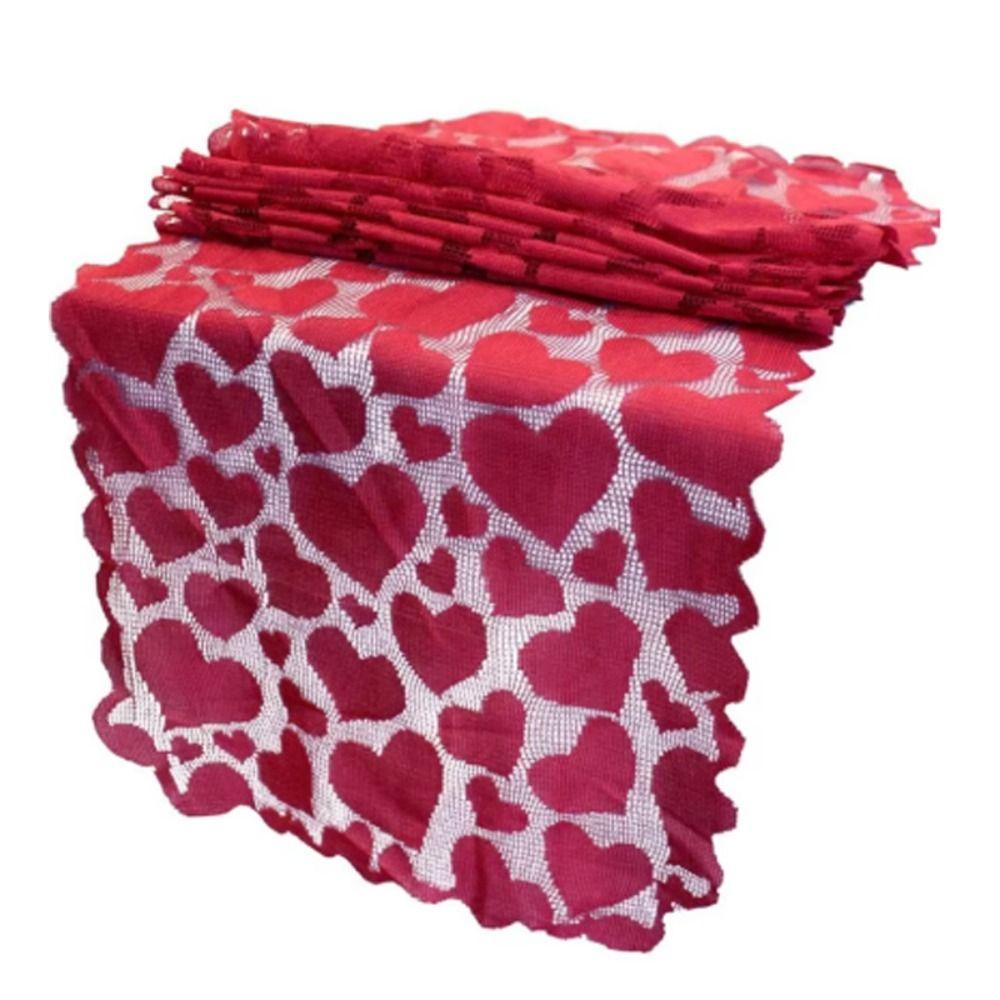 Valentines Day Table Cover Lace Tablecloth Wedding Red Heart Table Runner Table Decoration