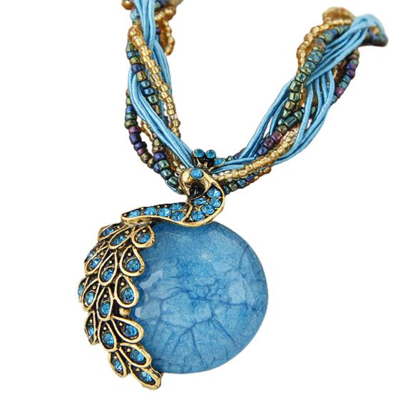 

Красивое ожерелье с подвеской, привлекательное очаровательное ожерелье из сплава синий