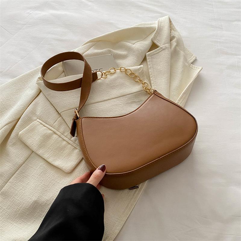 

Женская однотонная текстурированная сумка на плечо женская 2025 весна и лето универсальная ins сумка под мышкой корейская версия иностранный стиль женская сумка ретро коричневый