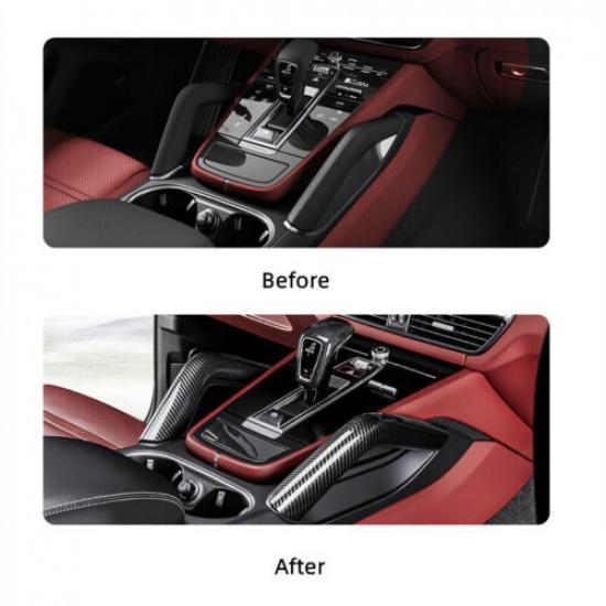2x Glossy ABS Carbon FIber Car Inner Door Middle Handle Cover For Cayenne 19 20