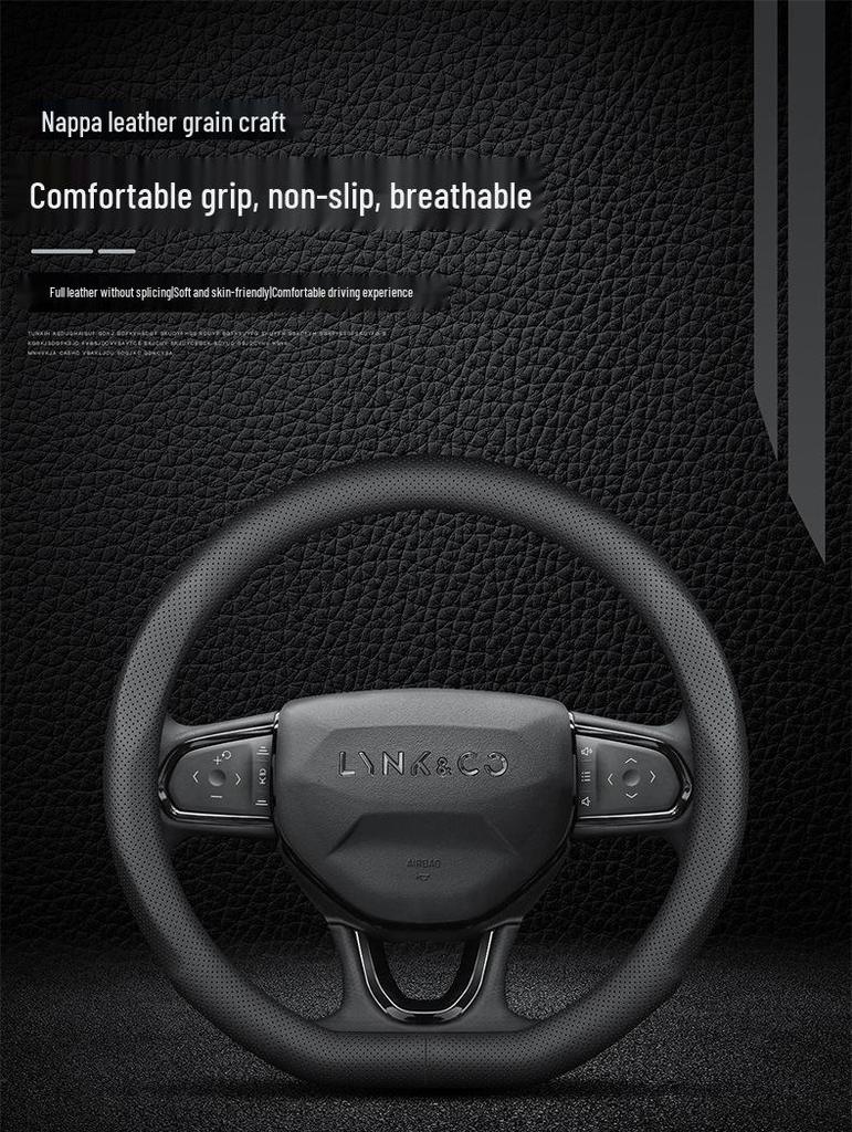 Lynk & Co Genuine Leather Steering Wheel Cover for Models 01, 02, 03, 05, 06, 09 & New Energy Vehicles