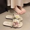 Retro flower fairy wind cool slippers female outer wear summer new comfortable slippers vacation slippers female