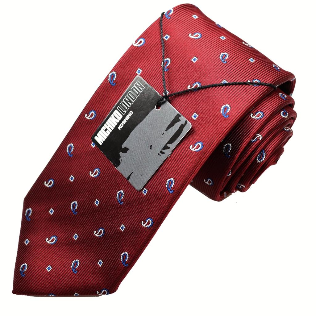 [Michiko London] Wrinkle-resistant bonded fabric with lining for added volume. Made in Japan. KOSHINO brand tie. Check pattern. 100% silk. Unisex.