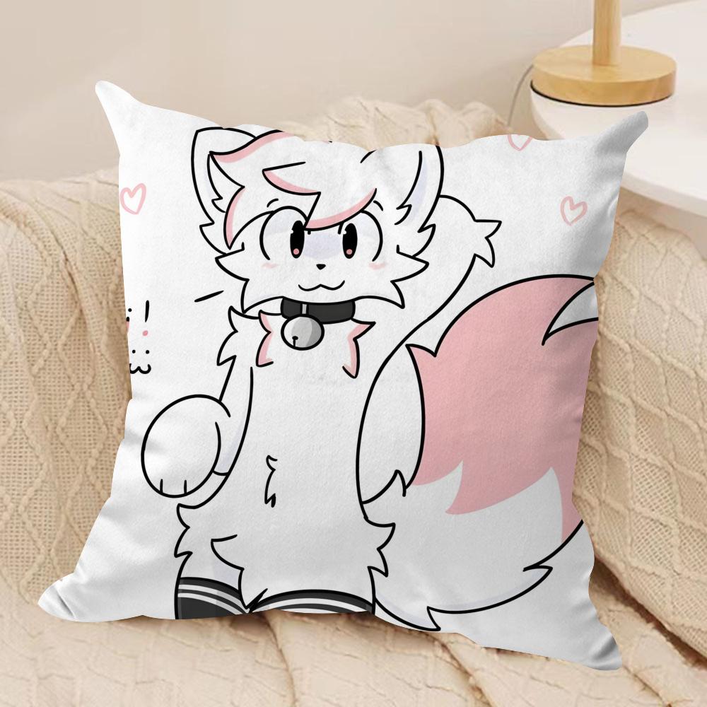Anime Boykisser Silly Cat Cushion Cover Silky Short Plush DoubleSided Printed Pillow Case for Sofa All Seasons Home Decor Gift