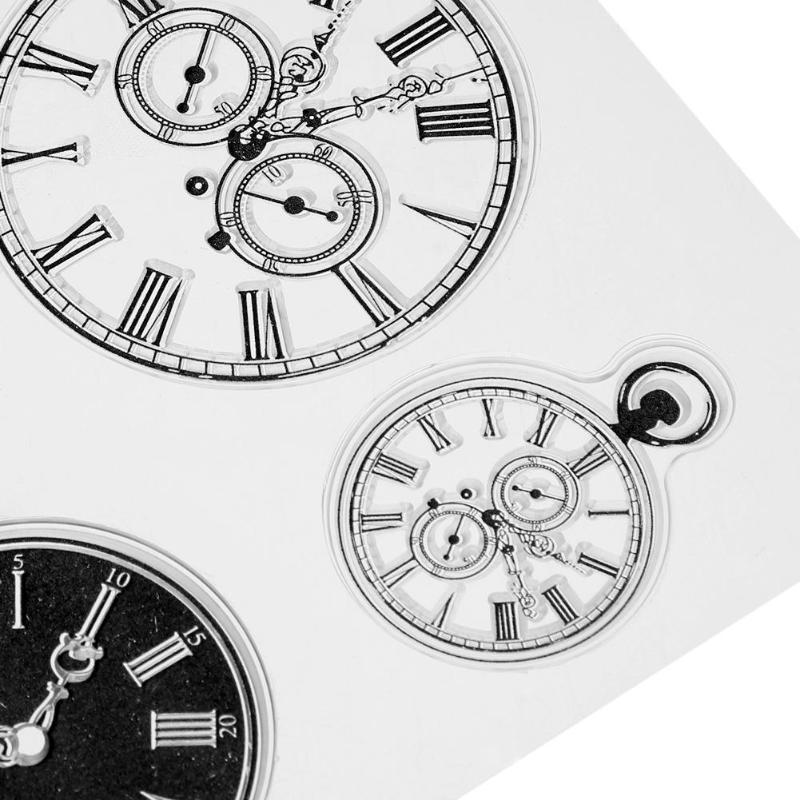 Watch Time Clock Transparent Silicone Stamp Seal Card Making Scrapbooking