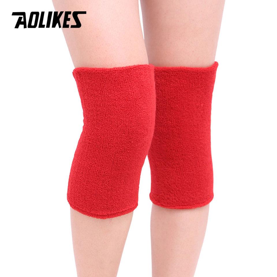 Aolikes 2 Stück/Los Atmungsaktiv Warm Handtuch Rutschfest Tanz Ski Knieschoner Outdoor Sport Beinärmel Kniebandage Weicher Knieschoner Knieunterstützung
